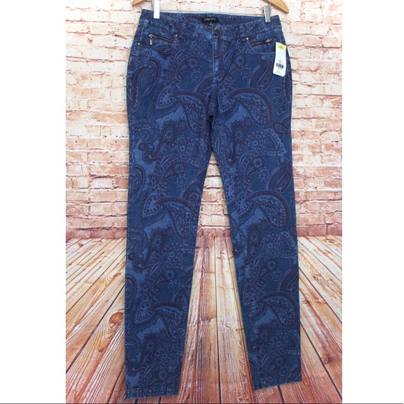 EtceteraMarilyn Paisley Tapered Blue Jeans